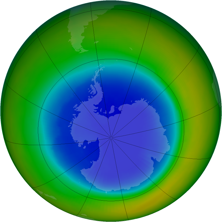 Antarctic ozone map for September 1989